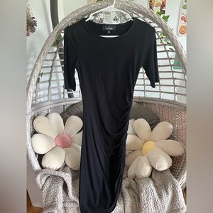 lulus quarter sleeve black side sinch dress